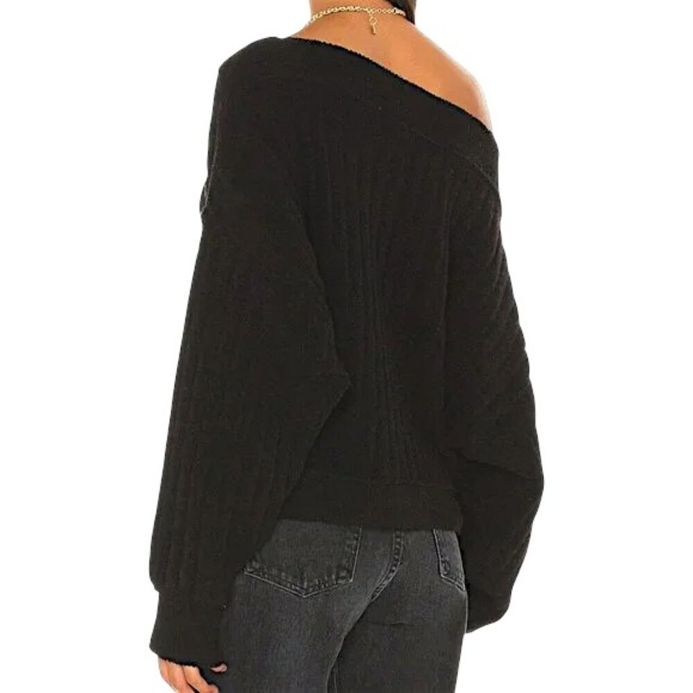Free People Black Off-the-Shoulder Knit Sweater - Picture 3 of 11